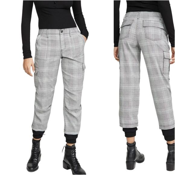 Alice + Olivia Pants - Alice + Olivia Isaac Distress Cargo Pants Grey houndstooth Size 8